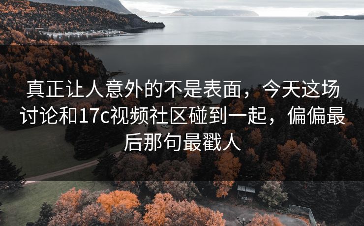 真正让人意外的不是表面，今天这场讨论和17c视频社区碰到一起，偏偏最后那句最戳人