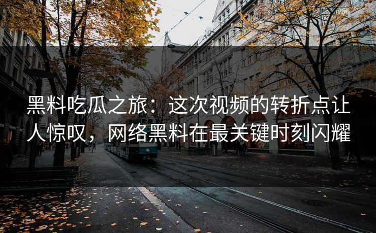 黑料吃瓜之旅：这次视频的转折点让人惊叹，网络黑料在最关键时刻闪耀